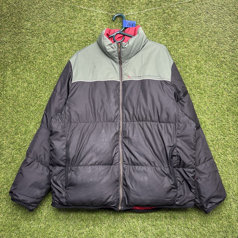 NAUTICA Competition Down Puffer Jacket Mens Large Insulated Filled Outdoor Zip